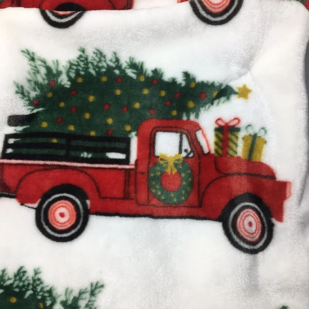 Envogue Red Truck Christmas Tree Throw Blanket Microfleece Oversized Holidays